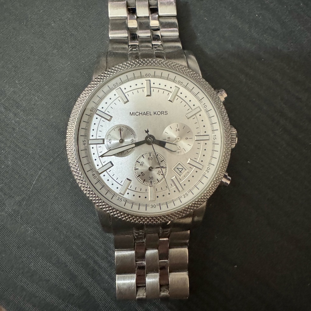 Michael Kors Metallic Silver Chronograph Watch